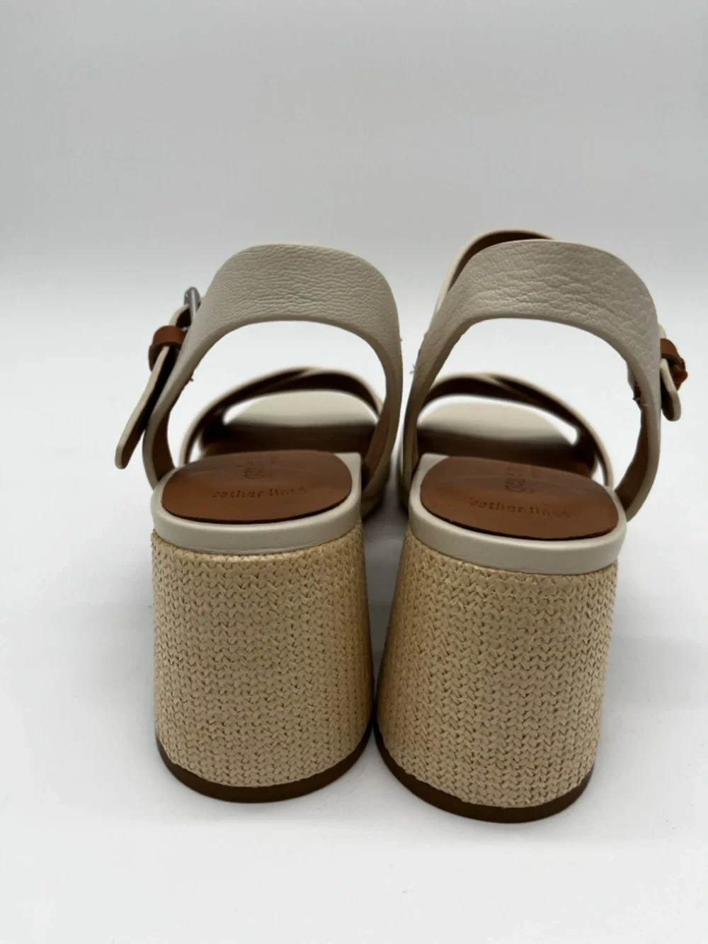 Gentle Souls Rimini Sandals Cream Leather Block Heel Ankle Strap - US 8.5